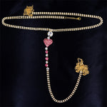 Heart Rhinestone Panty Body Jewelry Female