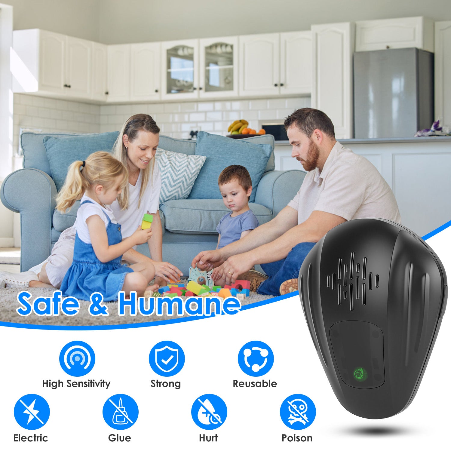 2 Pack Pest Control Device For Mosquitoes Cockroaches Rats Plug In Ultrasonic Insect Repellent Indoor For Bedroom Garage Warehouse Office