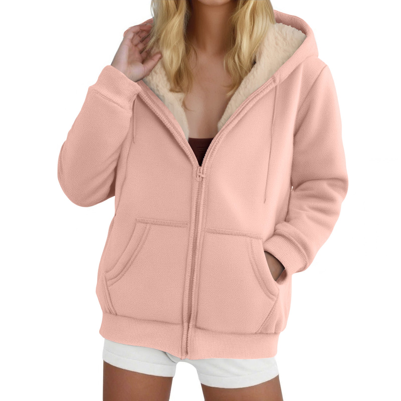 Women's Heavyweight Fleece-lined Thickened Hoodie In Color