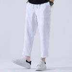 Chinese-style Wide-leg Casual Pants Mens Solid-color Trousers