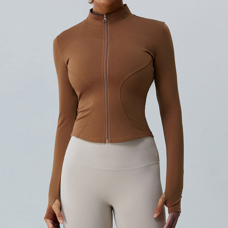 Women's New Fleece-lined Yoga Exercise Jacket Long-sleeved Yoga Clothing Top