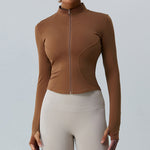 Women's New Fleece-lined Yoga Exercise Jacket Long-sleeved Yoga Clothing Top