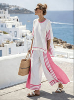 Cotton And Linen Contrasting Striped Vacation Set