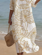Women's Casual Floral Print Round Neck Dress