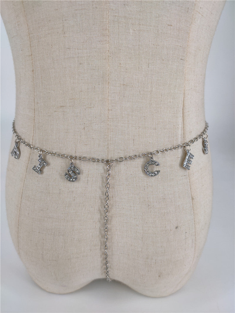 Panty Waistband Diamond Monogram Combination Thong Chain Waist Chain