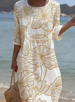 Women's Casual Floral Print Round Neck Dress