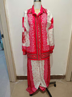 Jacquard Casual Set Womens Printed Wide-Leg Pants Two-Piece Set