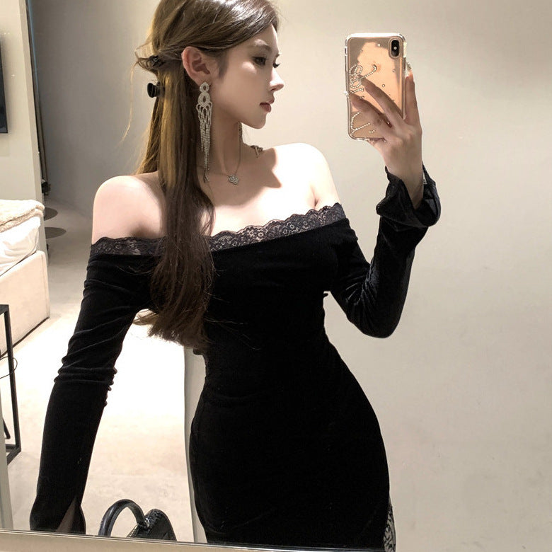 Women's Off-Shoulder Lace Patchwork Dress
