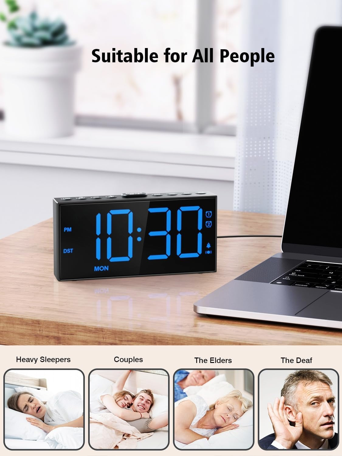 A Loud Alarm Clock With A Bed Vibration Device, Specially Designed For People With Severe Insomnia. It Is Suitable For Those With Hearing Impairments And Deafness. It Has 2 Alarm Functions, 3 Vibratio