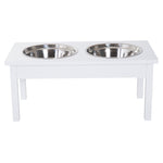 23" Wooden Heavy Duty Dog Food Bowls Pet Elevated Feeding Station -White