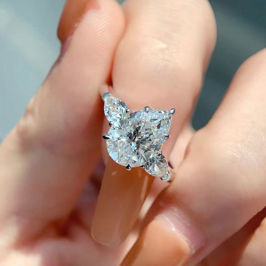 Fashion Classic Six-Prong 1 Carat Diamond Ring Luxury Wedding Jewelry Adjustable For Couples