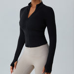 Women's New Fleece-lined Yoga Exercise Jacket Long-sleeved Yoga Clothing Top