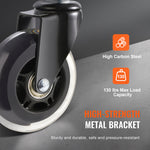 VEVOR Office Chair Wheels, Set Of 5, 3 Inch Caster Wheels Replacement For Hardwood Floors And Carpet, Heavy Duty Computer Gaming Desk Casters With 130 Lbs Load Capacity, Universal Fit For Most Chairs