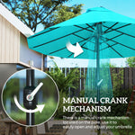 Patio Umbrella, 15 Steel Rectangular Outdoor Double Sided Market Umbrella With Base, Sun Protection & Easy Crank, Blue