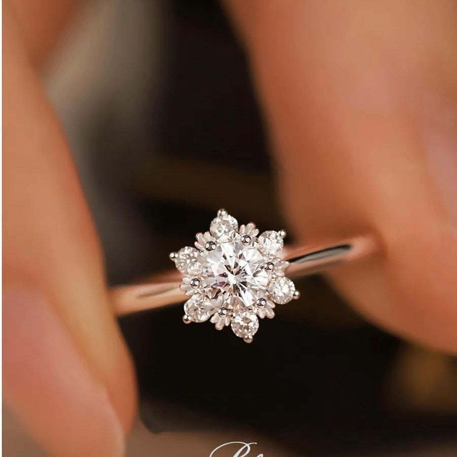 Elegant 1ct Simulated Moissanite Six-Prong Ring Luxury Wedding Jewelry For Women