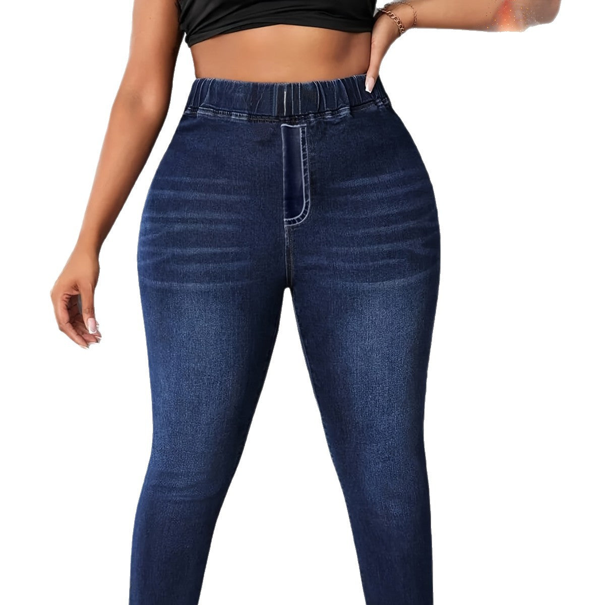 Womens High Elasticity Printed Denim Leggings