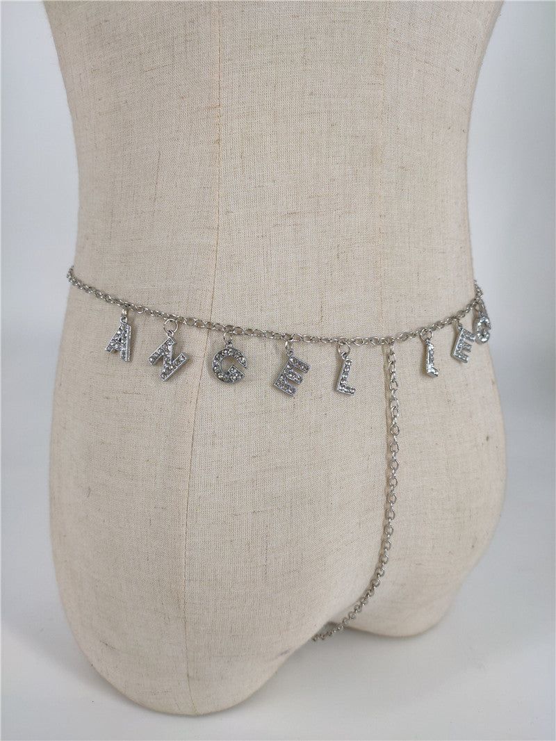 Panty Waistband Diamond Monogram Combination Thong Chain Waist Chain
