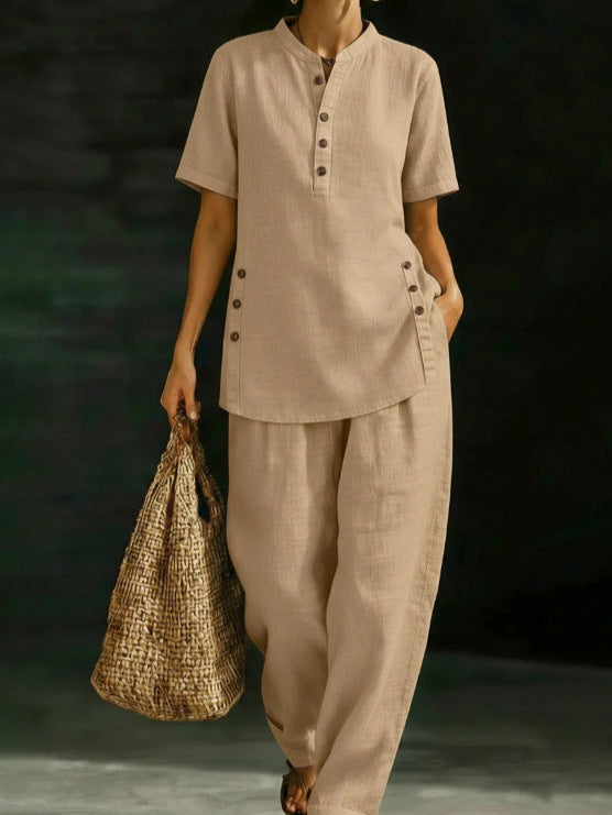 New Casual Shirt And Wide-leg Pants Two-piece Set
