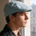 Soft-top Front Hat With Solid Color Stitching, Featuring A Trendy And Retro Design With A Brim. It Is A Newsboy-style Hat Suitable For Daily Casual Outings