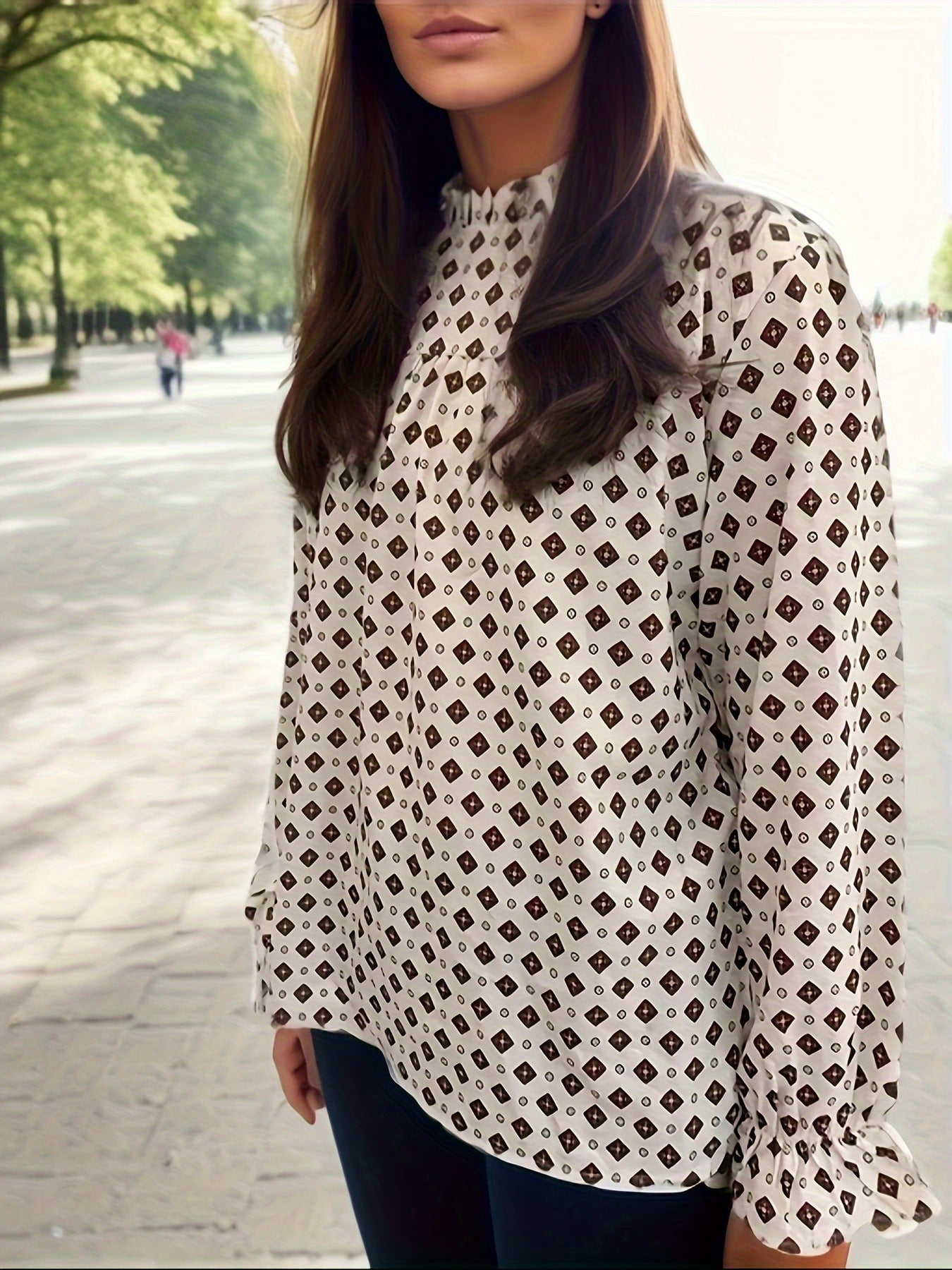 Long Sleeve Ruffle Blouse Women's Shirt