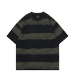 Tie-dye Washed Striped Short-Sleeve Mens Cotton T-Shirt