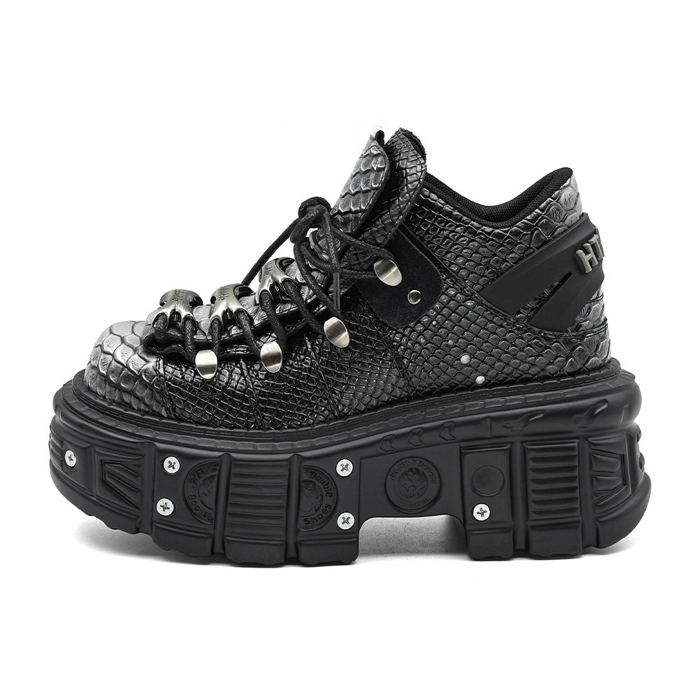 Chunky-sole Punk-style Platform Tank Boots For Women