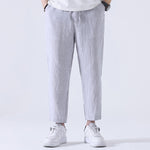 Chinese-style Wide-leg Casual Pants Mens Solid-color Trousers