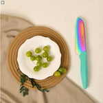 14-Piece Rainbow Colored High Carbon Stainless Steel Kitchen Knife Set, Titanium Coated Blade, Rust-Free & Super Sharp, Flatware Set With Wooden Stand & Kitchen Scissors, For Family & Restaurateurs