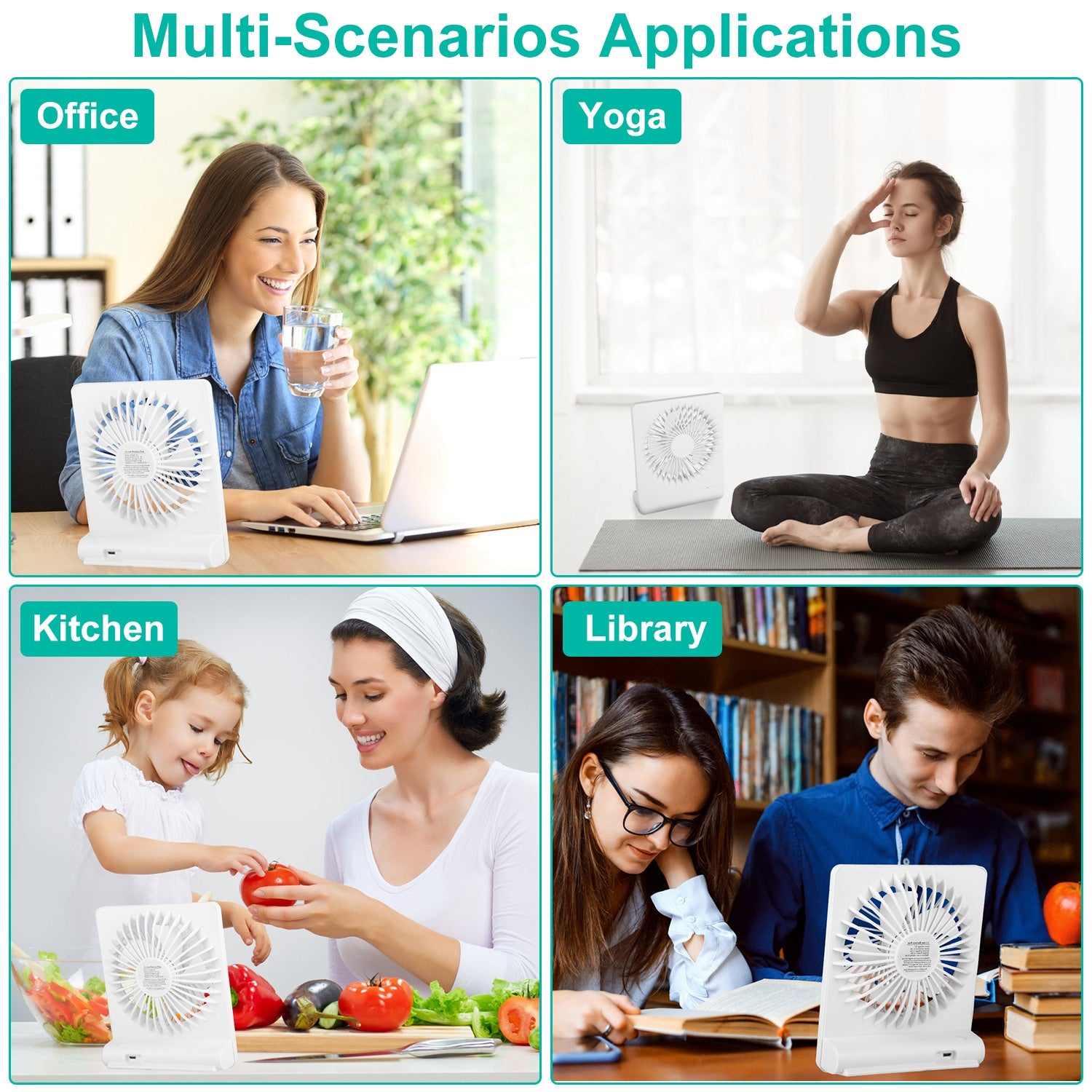 Portable Desk Fan USB Rechargeable Table Cooling Fan Quiet 5 Blades Desktop Fan With 3 Speeds Ajustment For Bedroom Office