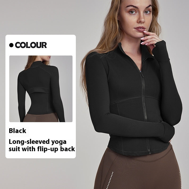 Back Mesh Breathable Yoga Clothing Top Coat
