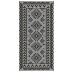 Reversible Outdoor Rug, Waterproof Plastic Straw With Carry Bag, 9 X 18, Black & Gray Rhombus Patchwork
