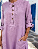 Women's Casual Solid Color Cotton Linen Dress