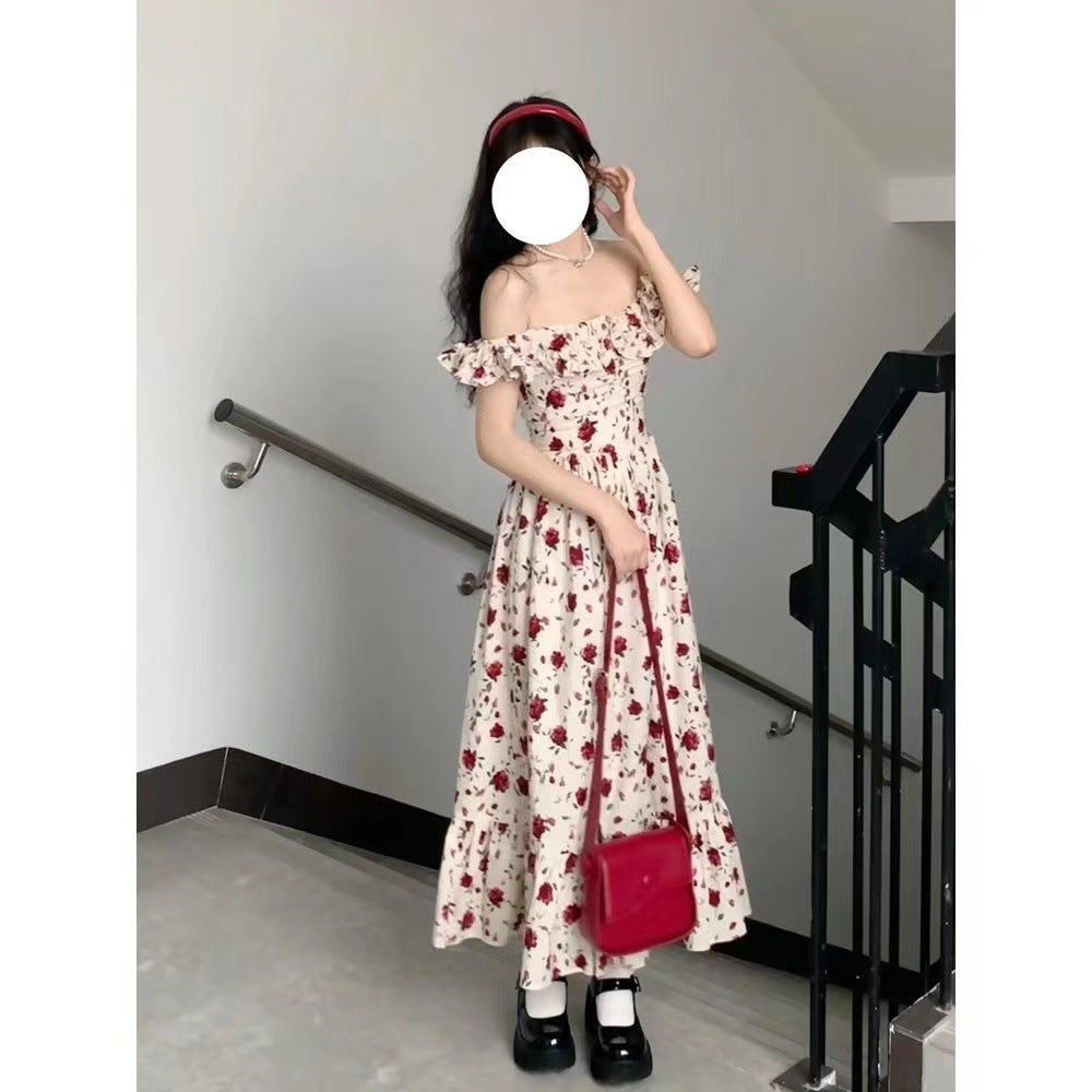 Women's Fashionable Slim-fit Floral Print Slip Dress