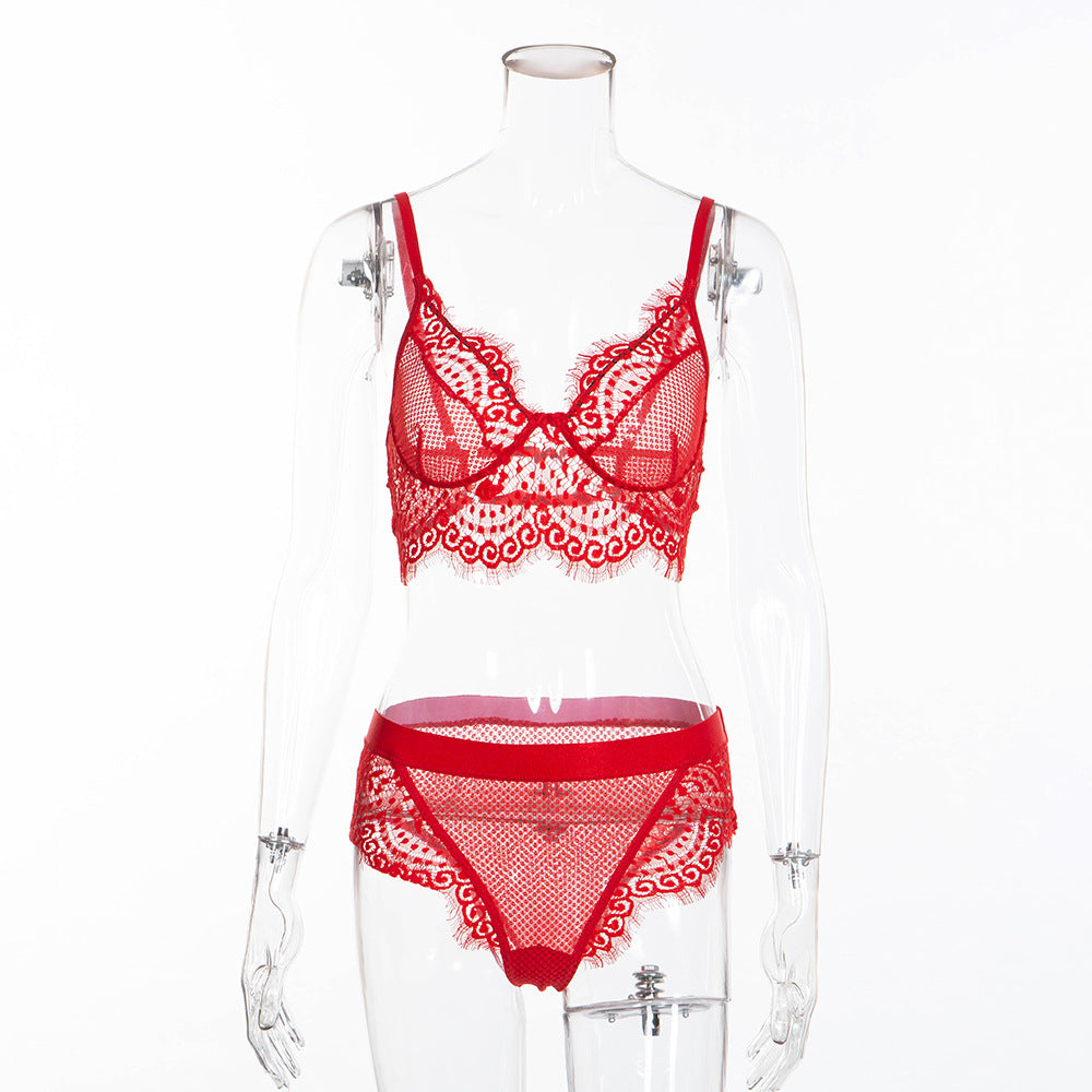 Lace Eyelash Love Grid Panty Set