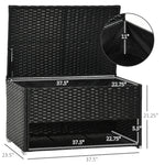 Outdoor Deck Box & Shoe Storage, PE Rattan Wicker Towel Rack with Liner for Indoor, Outdoor, Patio Furniture Cushions, Pool, Garden Tools, Black