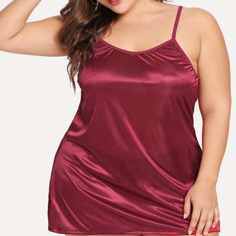 Comfortable Sheer Plus-Size Sexy Suspender NightgownLounge Dress