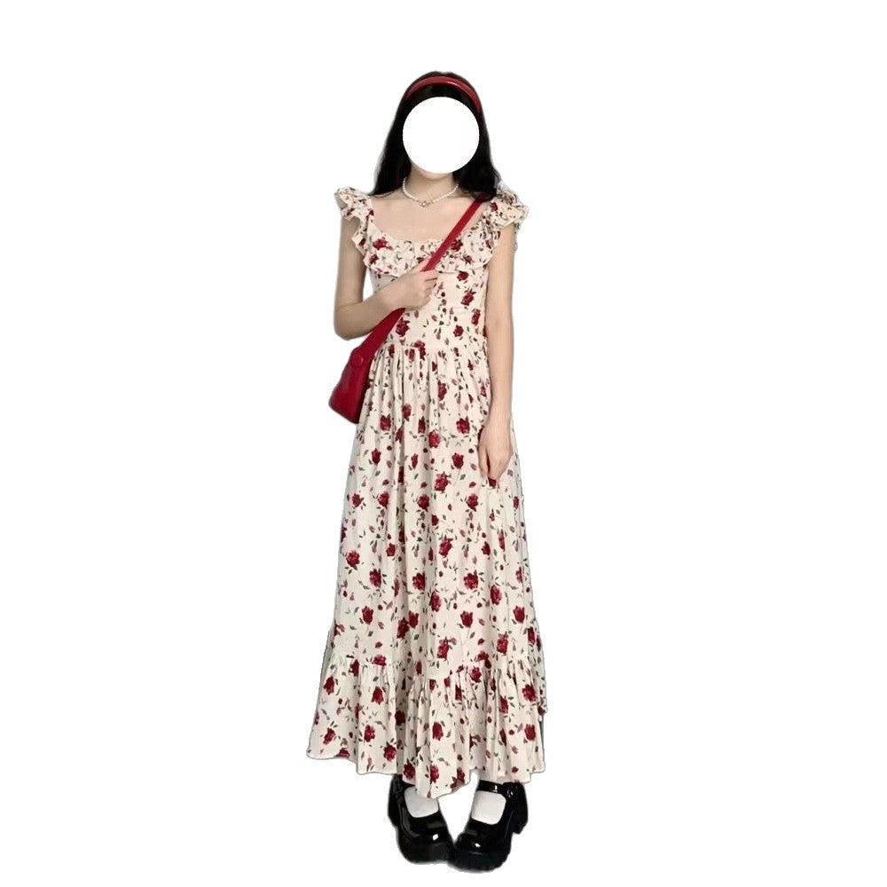 Women's Fashionable Slim-fit Floral Print Slip Dress