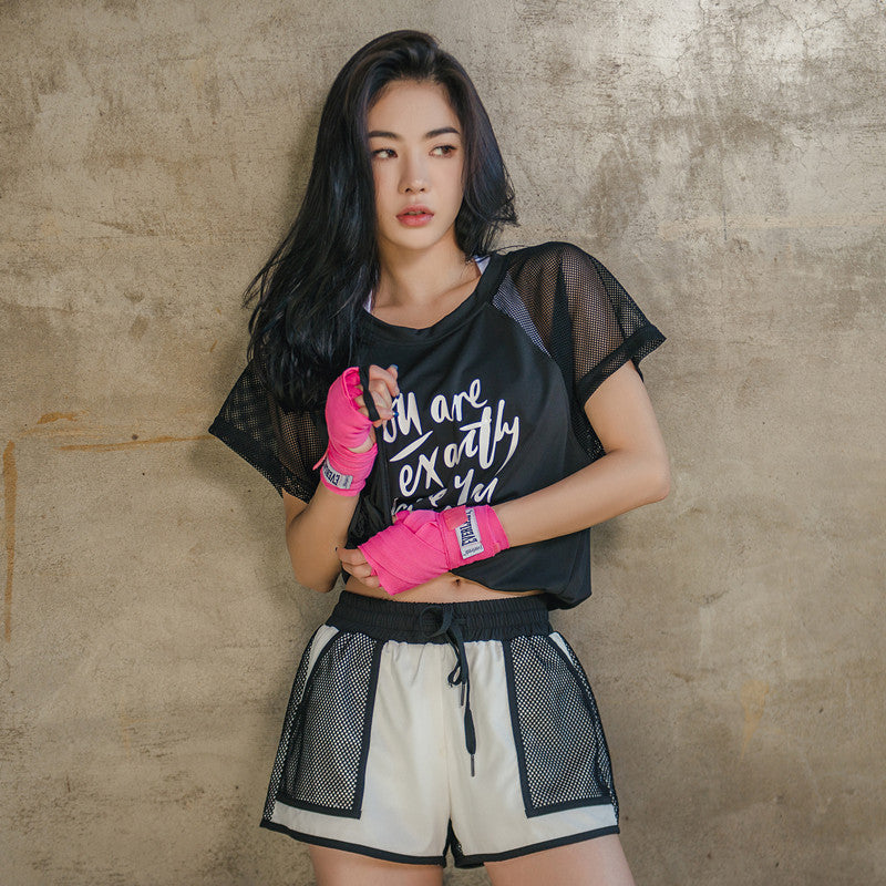 Hollow mesh yarn slim outdoor yoga clothing