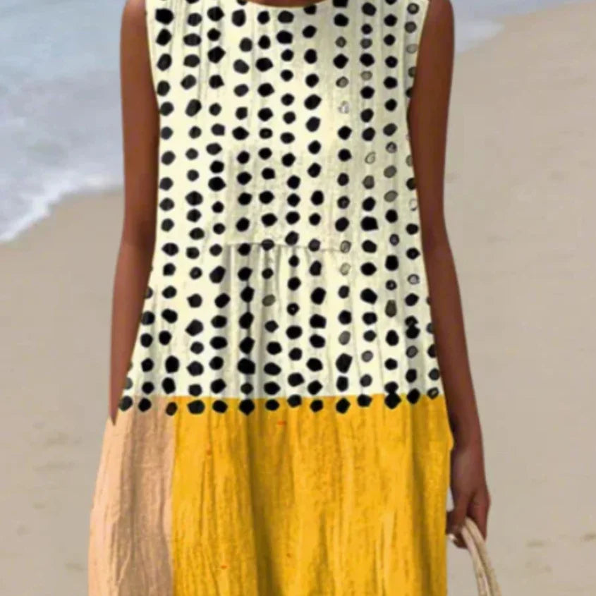 Womens Sleeveless Casual Printed Elegant Long Dress