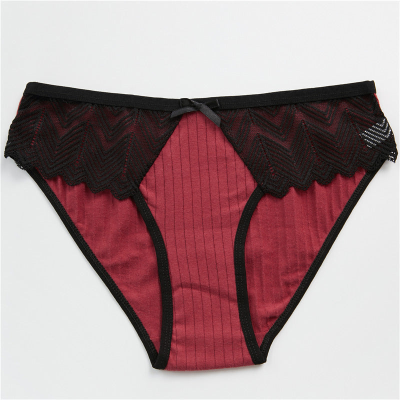 Low waist girlie lace panty breathable pink