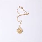 Twelve 12 Constellation Coin Necklace Female Double-sided Gold Coin Pendant Trendy Net Red Student Clavicle Chain Necklace Titanium Steel