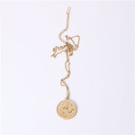 Twelve 12 Constellation Coin Necklace Female Double-sided Gold Coin Pendant Trendy Net Red Student Clavicle Chain Necklace Titanium Steel