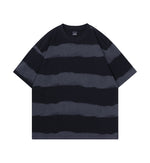 Tie-dye Washed Striped Short-Sleeve Mens Cotton T-Shirt