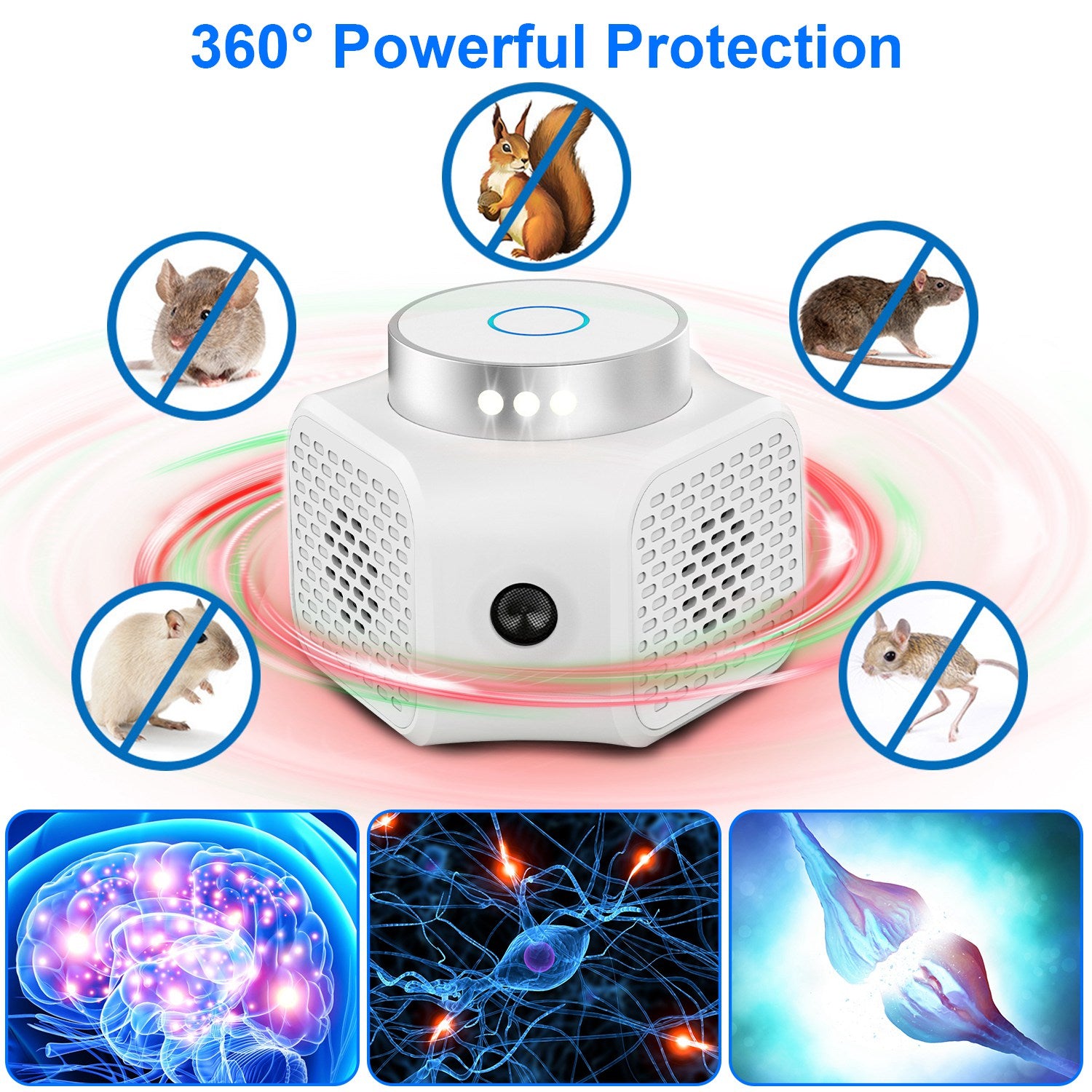1Pc 360 Degree Ultrasonic Rodent ChaserIndoor With Ultrasonic Sound For Spring