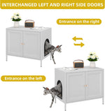 Cat Litter Box Enclosure,Metal Cat Washroom Furniture With Barn Door, Indoor Pet House, Fit Most Of Litter Box, End Side Table,White