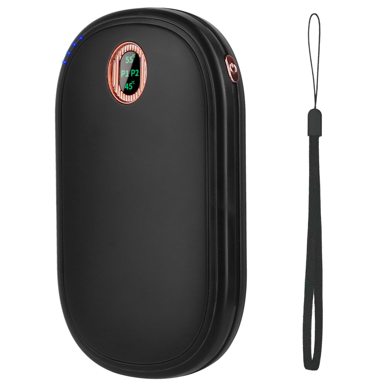 Black-Pink Color Options -- 1Pc Rechargeable Hand Warmer Electric Hand Heater Portable Reusable Pocket Warmer Power Bank With Digital Display 2 Levels Double-sided Heating