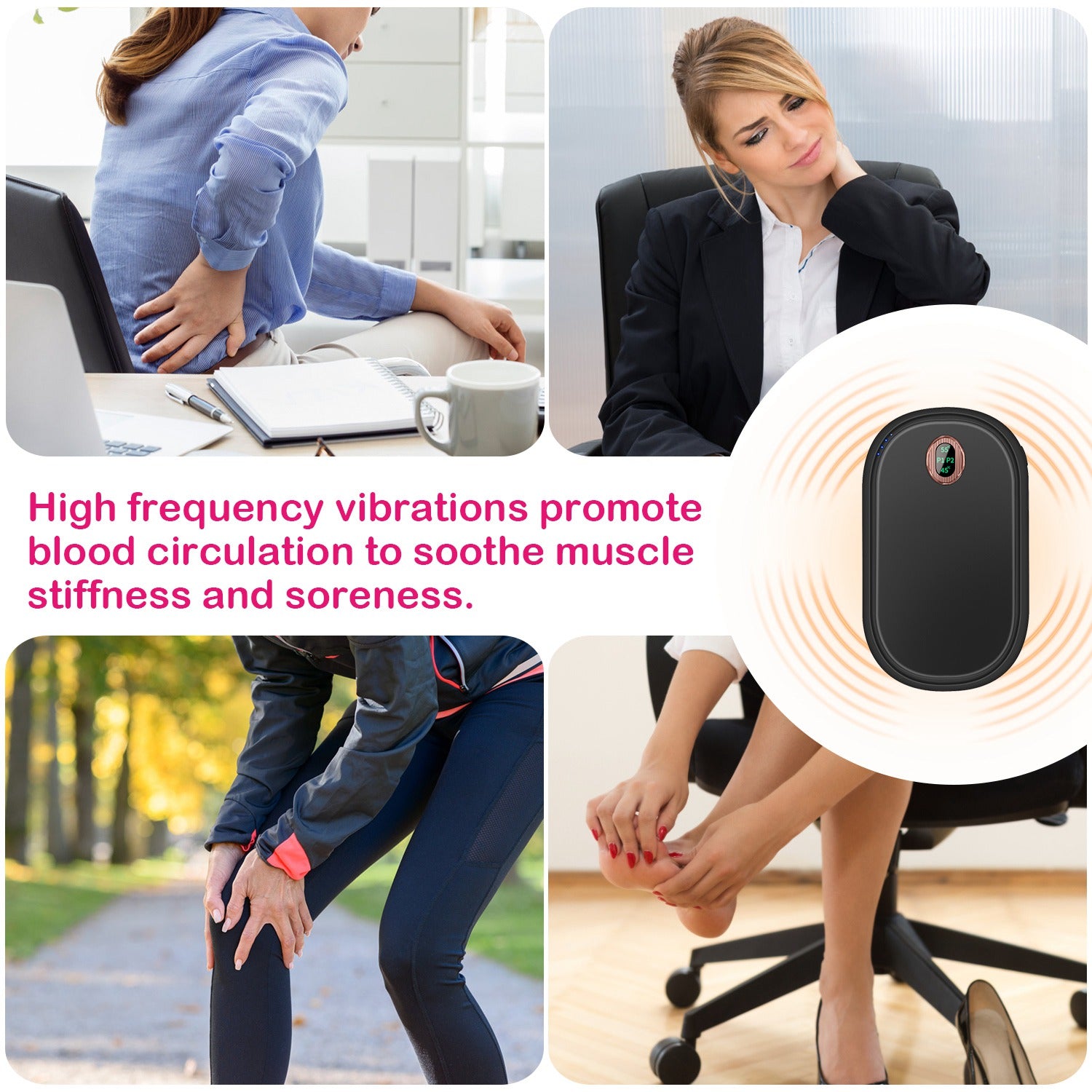Black-Pink Color Options -- 1Pc Rechargeable Hand Warmer Electric Hand Heater Portable Reusable Pocket Warmer Power Bank With Digital Display 2 Levels Double-sided Heating