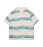 Tie-dye Washed Striped Short-Sleeve Mens Cotton T-Shirt