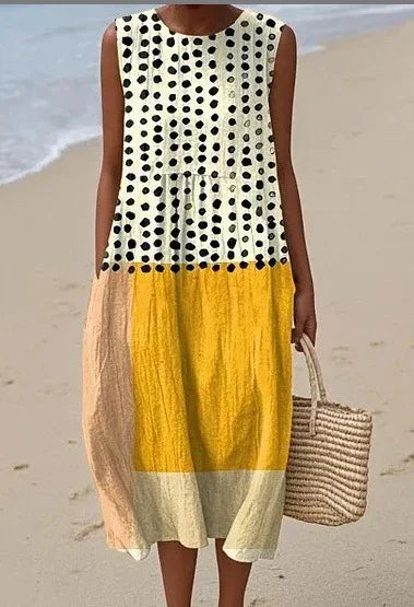 Womens Sleeveless Casual Printed Elegant Long Dress