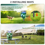 1Pc Electric Solar Powered Ultrasonic Animal Repeller 360 Degree Ultrasonic Animal Driver With Motion Sensor LED Flashing Lights Waterproof Outdoor Animal Repellent For Farm Garden Yard